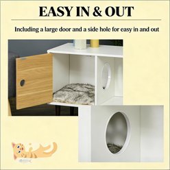 Bencmate 2-in-1 Multi Functional Wooden Modern Cat House with Hidden Litter Cabinet, White slide 2 of 7