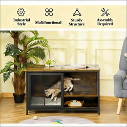 Bencmate Industrial Wooden Modern Cat House with Open Compartments, Brown slide 2 of 8