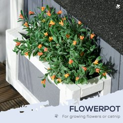 Bencmate Wooden Outdoor Cat House with Weather-Resistant Roof & Garden Bed, Grey slide 2 of 8