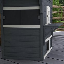 Bencmate 3-Story Wooden Outdoor Cat House, Grey slide 2 of 8