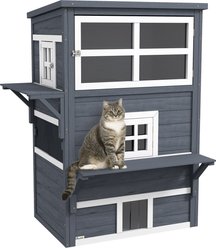 Bencmate 3-Story Wooden Outdoor Cat House, Grey