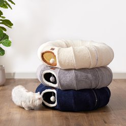 ZOMISIA Peekaboo Pet Cave Play Tunnel Removable-Cover Cat Bed, Beige slide 2 of 7