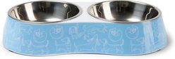 Spike & Stella Double Melamine Assorted Dogs Dog Bowls, Blue, Medium: 1-cup