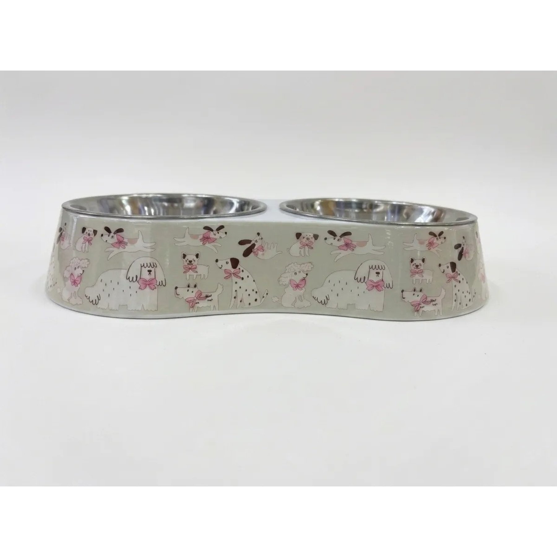 Spike & Stella Double Melamine Assorted Dogs Dog Bowls, Beige, Medium: 1-cup