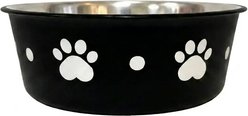Spike & Stella Bonded Fusion Paw Print & Dots Dog Bowls, Small: 2-cup