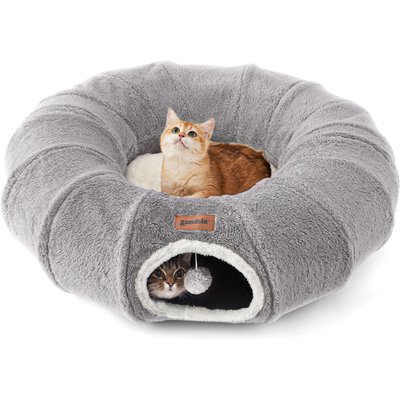 ZOMISIA ZOMISIA Peekaboo Pet Cave Play Tunnel Removable-Cover Cat Bed, Grey