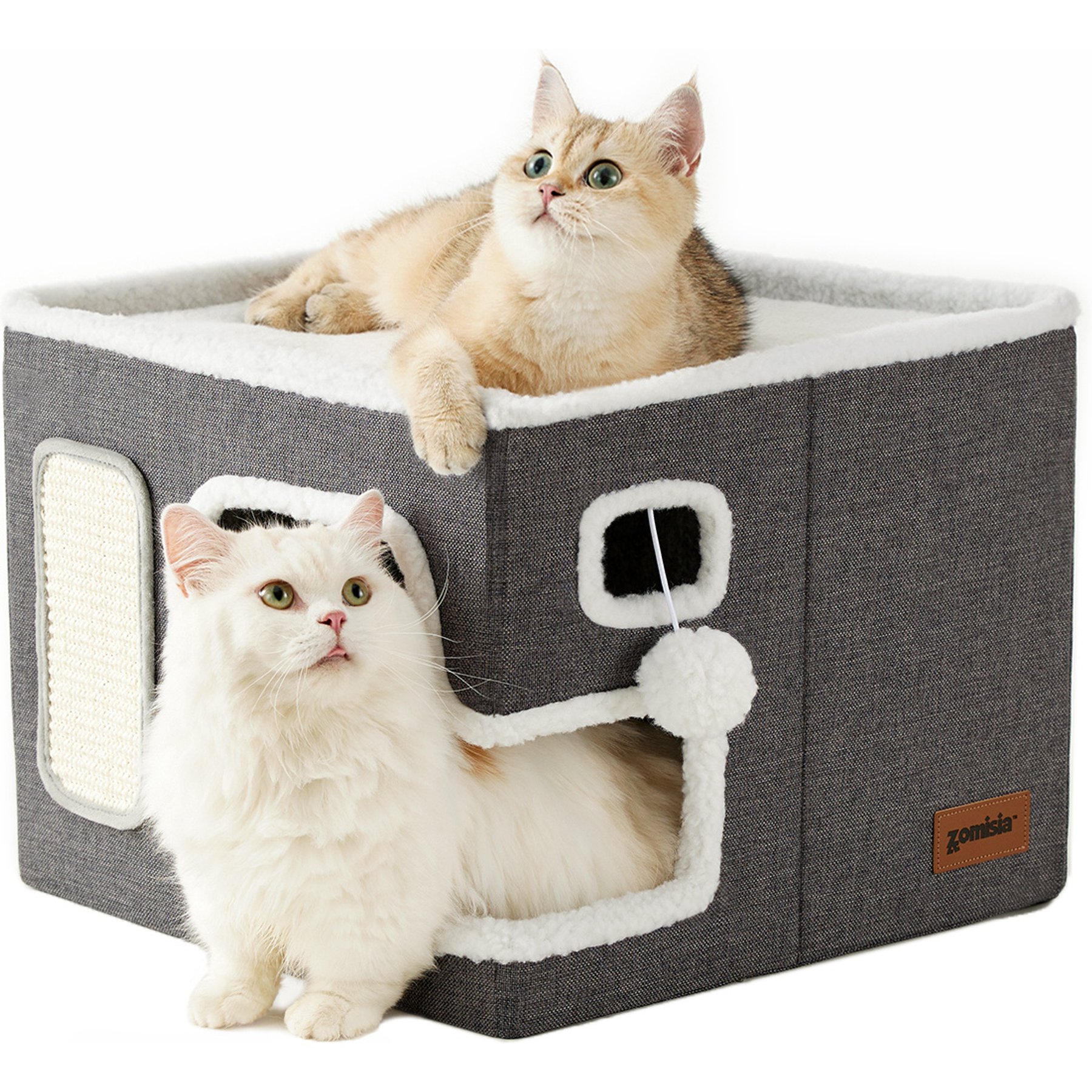 ZOMISIA Removable-Cover Cat Bed, Grey, Large