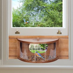 MIXXIDEA Window Inside House 180 Degree Clear View Durable Wood Safe Wild Bird Feeder, Brown, 22.83 x 9.05 x 9.05-in slide 2 of 6