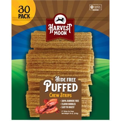 Harvest Moon Harvest Moon Rawhide-Free Bacon Flavored Soft & Chewy Dog Strips, 5-in, 30 count