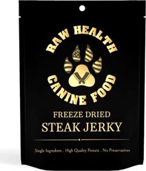 Raw Health Canine Food Steak Jerky Freeze-Dried Dog Treats, 3-oz bag slide 1 of 4