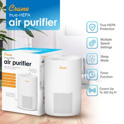 Crane Up To 300 Sq Ft with Sleep Timer, Child Lock True HEPA Dog Air Purifier, White slide 2 of 6