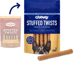 Chewy Made Rawhide-Free Stuffed Twists Peanut Butter Flavor Dog Treats (FORMERLY TRUE ACRE FOODS), 6 count