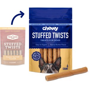 Chewy Made Rawhide-Free Stuffed Twists Peanut Butter Flavor Dog Treats (FORMERLY TRUE ACRE FOODS), 6 count