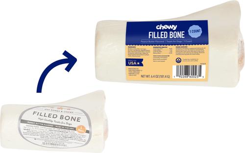 Chewy Made Peanut Butter Flavored Filled Bone Dog Treats (FORMERLY BONES & CHEWS), 3 count bundle