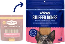 Chewy Made Medium Stuffed Bone Treats Meaty Middle Made with real Bacon (FORMERLY TRUE ACRE FOODS), 12 count