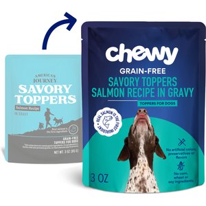 Chewy Made Savory Toppers Salmon Recipe in Gravy Grain-Free Dog Food Topper (FORMERLY AMERICAN JOURNEY), 3-oz pouch, case of 24
