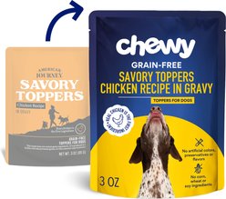 Chewy Made Savory Toppers Chicken Recipe in Gravy Grain-Free Dog Food Topper (FORMERLY AMERICAN JOURNEY), 3-oz pouch, case of 24