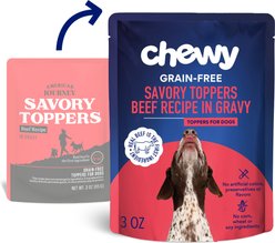 Chewy Made Savory Toppers Beef Recipe in Gravy Grain-Free Dog Food Topper (FORMERLY AMERICAN JOURNEY), 3-oz pouch, case of 24