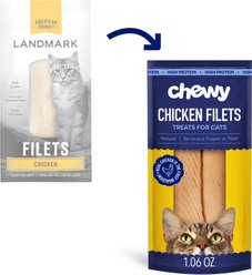 Chewy Made Chicken Filets Cat Food Toppers (FORMERLY AMERICAN JOURNEY LANDMARK), 1.06-oz, pack of 10 slide 1 of 9