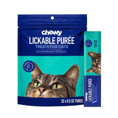 Show full view: Chewy Made Lickable Puree Salmon Recipe Grain-Free Cat Treat, 0.5-oz tube, 32 count slide 1 of 10