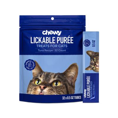 Show full view: Chewy Made Lickable Puree Tuna Recipe Grain-Free Cat Treat, 0.5-oz tube, 32 count slide 1 of 10