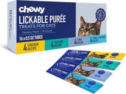 Chewy Made Lickable Puree Variety Pack Grain-Free Cat Treats, 0.5-oz tube, 16 count