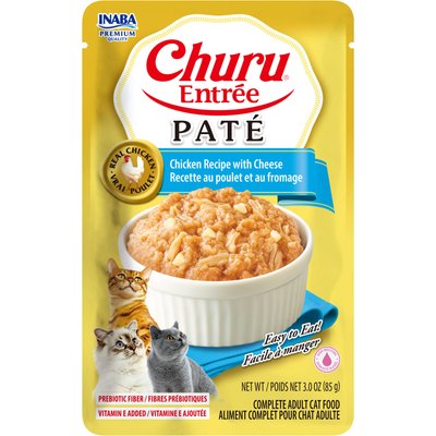 Inaba Inaba Churu Entree Pate Chicken Recipe with Cheese Wet Cat Food, 3-oz pouch, case of 6