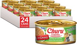 Inaba Churu Entree in Gravy Tuna Recipe with Scallop Wet Cat Food, 5.5-oz can, case of 24