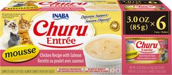 Inaba Churu Entree Mousse Chicken Recipe with Salmon Wet Cat Food, 3-oz can, case of 6