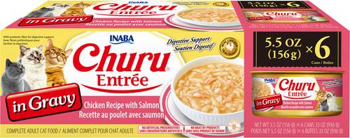 Inaba Churu Entree in Gravy Chicken Recipe with Salmon Wet Cat Food