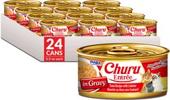 Inaba Churu Entree in Gravy Tuna Recipe with Lobster Wet Cat Food, 5.5-oz can, case of 24