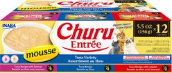 Inaba Churu Entree Mousse Tuna Variety Wet Cat Food, 5.5-oz can, case of 12
