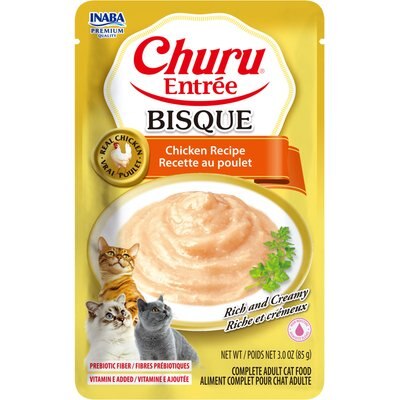 Inaba Inaba Churu Entree Bisque Chicken Recipe Wet Cat Food, 3-oz pouch, case of 6