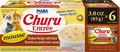Inaba Churu Entree Mousse Chicken Recipe with Duck Wet Cat Food, 3-oz can, case of 6