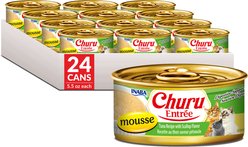 Inaba Churu Entree Mousse Tuna Recipe with Scallop Wet Cat Food, 5.5-oz can, case of 24
