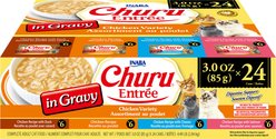 Inaba Churu Entree in Gravy Chicken Variety Wet Cat Food, 3-oz can, case of 24