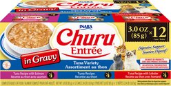 Inaba Churu Entree in Gravy Tuna Variety Wet Cat Food, 3-oz can, case of 12