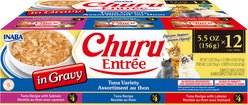Inaba Churu Entree in Gravy Tuna Variety Wet Cat Food, 5.5-oz can, case of 12