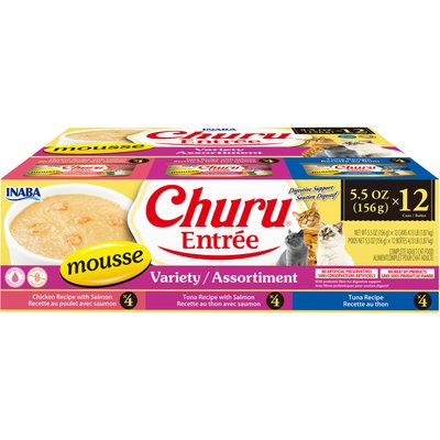 Inaba Inaba Churu Entree Mousse Tuna & Chicken Variety Wet Cat Food, 5.5-oz can, case of 12