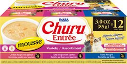 Inaba Churu Entree Mousse Tuna & Chicken Variety Wet Cat Food, 3-oz can, case of 12