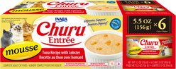 Inaba Churu Entree Mousse Tuna Recipe with Lobster Wet Cat Food, 5.5-oz can, case of 6