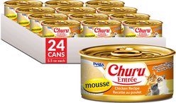 Inaba Churu Entree Mousse Chicken Recipe Wet Cat Food, 5.5-oz can, case of 24
