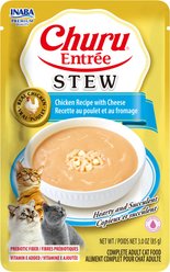 Inaba Churu Entree Stew Chicken Recipe with Cheese Wet Cat Food, 3-oz pouch, case of 6