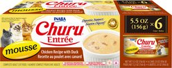 Inaba Churu Entree Mousse Chicken Recipe with Duck Wet Cat Food, 5.5-oz can, case of 6