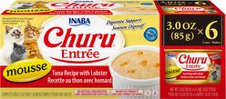 Inaba Churu Entree Mousse Tuna Recipe with Lobster Wet Cat Food, 3-oz can, case of 6