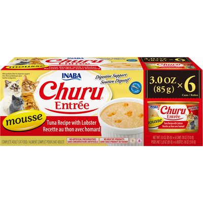 Inaba Inaba Churu Entree Mousse Tuna Recipe with Lobster Wet Cat Food, 3-oz can, case of 6