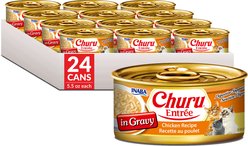 Inaba Churu Entree in Gravy Chicken Recipe Wet Cat Food, 5.5-oz can, case of 24