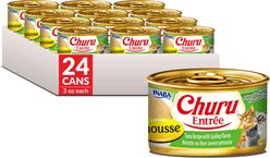 Inaba Churu Entree Mousse Tuna Recipe with Scallop Wet Cat Food, 3-oz can, case of 24