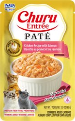 Inaba Churu Entree Pate Chicken Recipe with Salmon Wet Cat Food, 3-oz pouch, case of 6