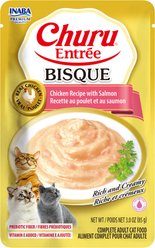 Inaba Churu Entree Bisque Chicken Recipe with Salmon Wet Cat Food, 3-oz pouch, case of 6